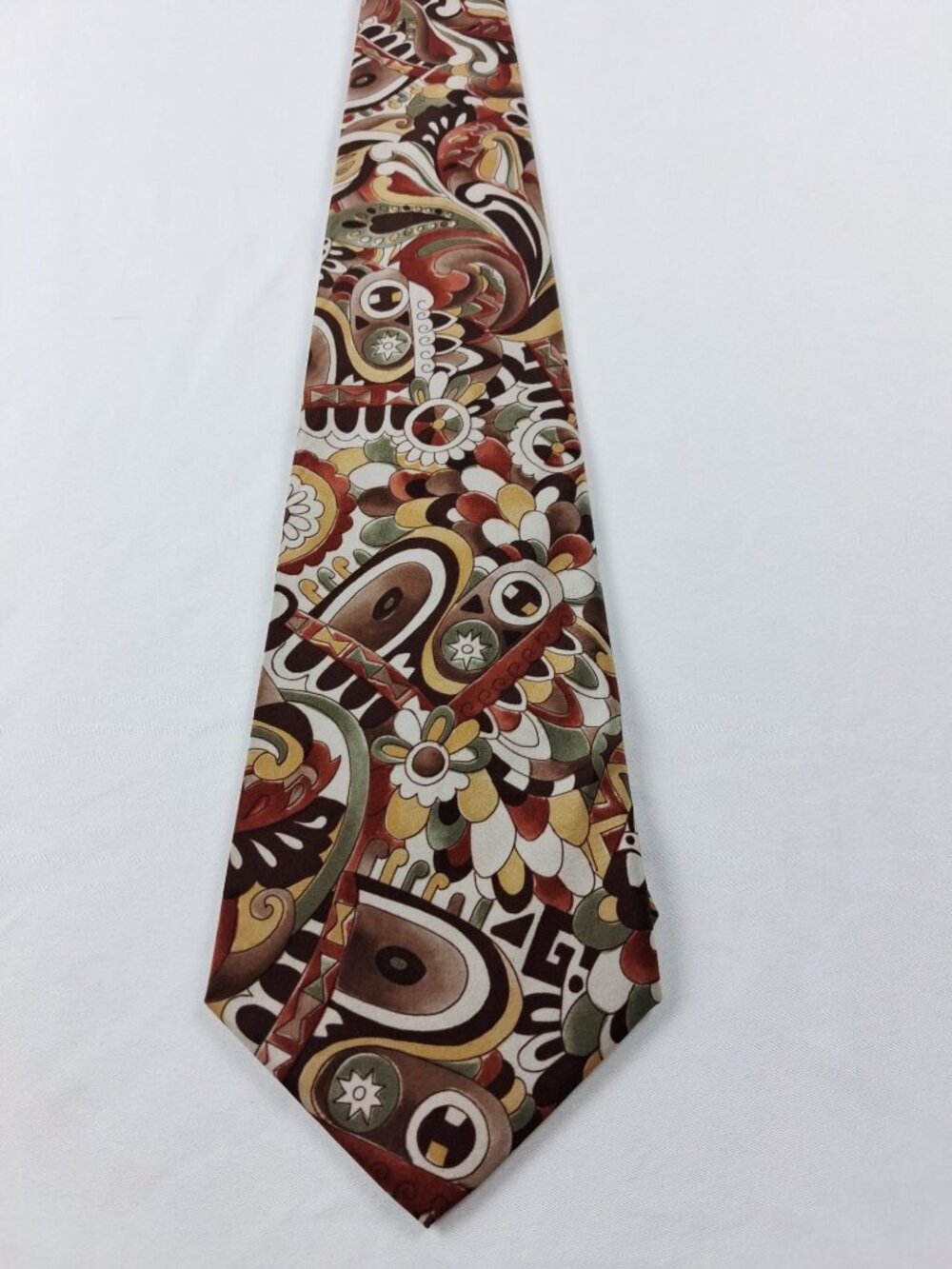 Vintage Adams Row Mens Paisley Abstract Floral Tie Multicolor 57" L